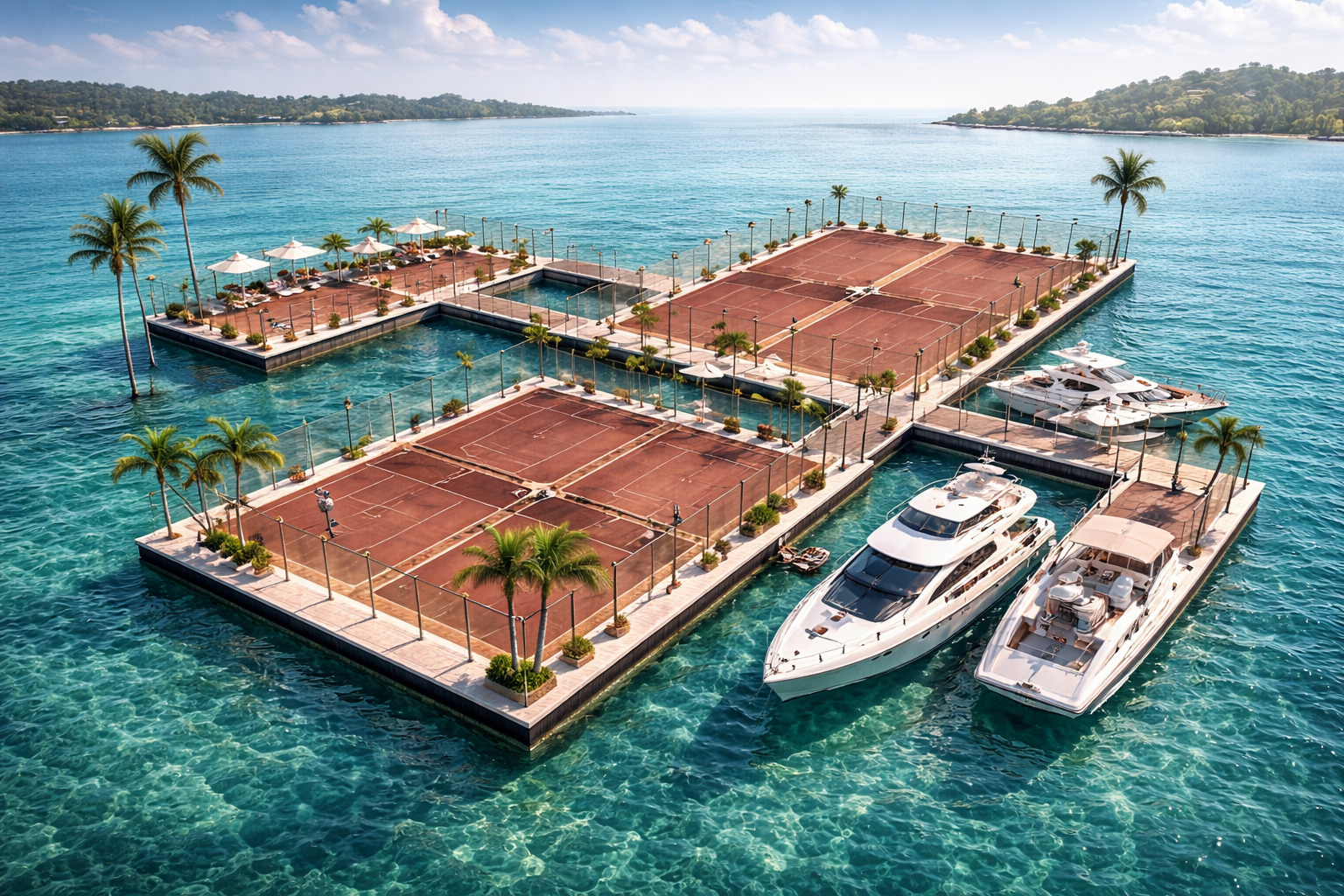 Padel courts and yachts concept